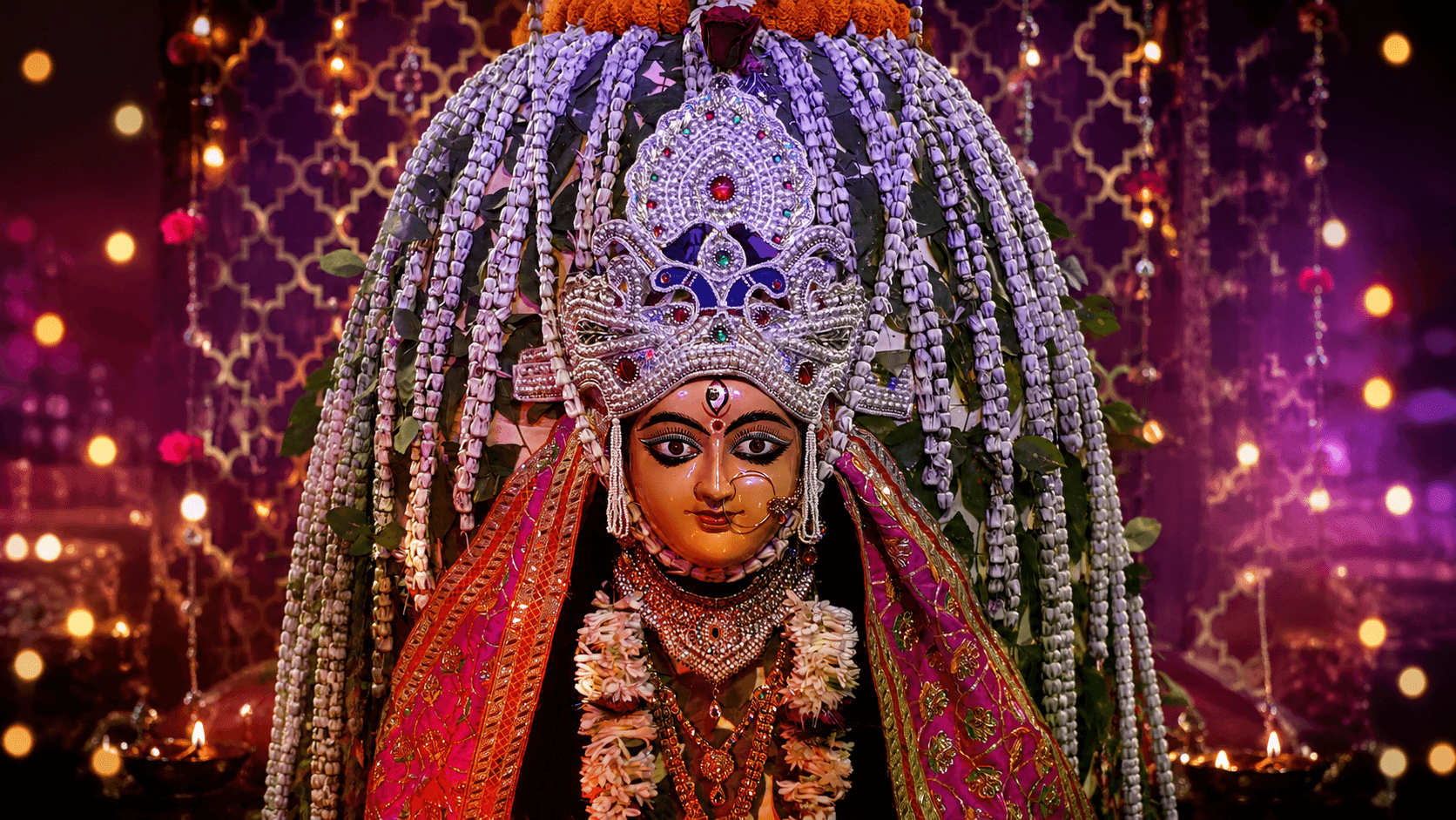 Decorated deity darshan at Shri GauriShankar Temple